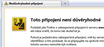 Nedůvěryhodný SSL certifikát