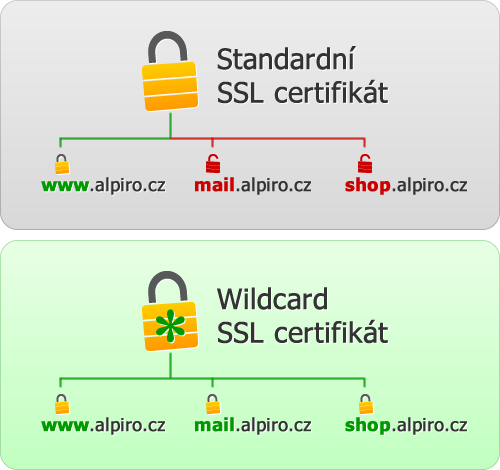 Wildcard SSL certifikáty a běžné standardní SSL certifikáty - porovnání